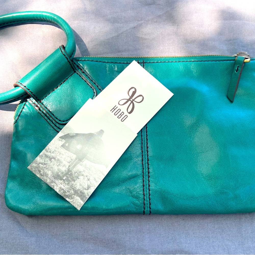 HOBO Teal Leather Wristlet Clutch